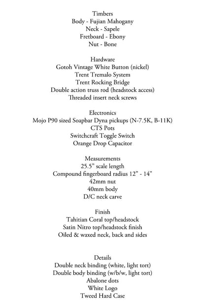 INDIANA CORAL RED - westvalleyguitars